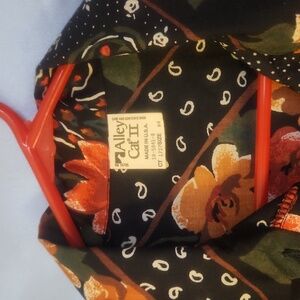 🍒 VTG Alley Cat II Women's Paisley Floral Blouse Romantic Sheer Sleeves Sz 6